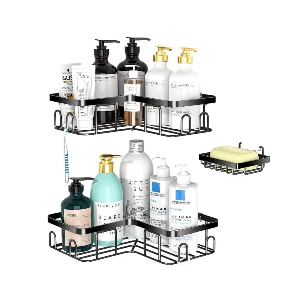 Adhesive Shower Caddy Shelf Organizer No Drilling Rustproof Bathroom Storage‎
